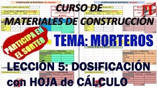 MORTEROS Lección 5 DOSIFICACION CON HOJA DE CALCULO [upl. by Iral]