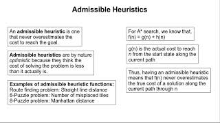 Admissible and Consistent Heuristics [upl. by Walliw]