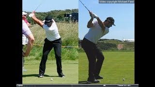 Jon Rahm golf swing  Long Iron faceon amp downtheline July 2017 [upl. by Dulla]