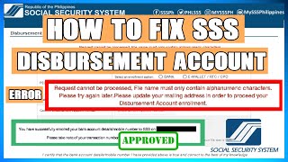 HOW TO FIX SSS DISBURSEMENT ACCOUNT ERROR [upl. by Aksehcnarf]