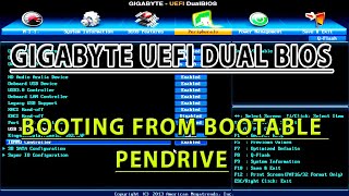 Gigabyte UEFI Dual Bios Booting From Bootable Pendrive  Tutorial [upl. by Duntson]