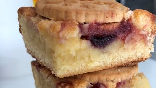 Gooey jammie dodger blondie recipe on my YouTube channel shorts [upl. by Yras]