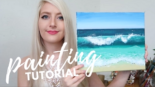 PAINTING TUTORIAL Acrylic Ocean for Beginners  Katie Jobling Art [upl. by Stefania260]