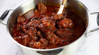 NIGERIAN GOAT MEAT STEW SMOKY GOAT MEAT PARTY STEW  SISI JEMIMAH [upl. by Walker]