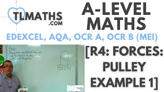 ALevel Maths R406 Forces Pulley Example 1 [upl. by Robi836]