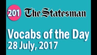 The Statesman Vocabulary 28 July 2017  Learn 10 New Words with Tricks  Day201 [upl. by Brodeur]