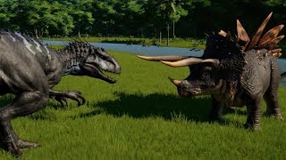 Indominus Rex vs Triceratops Stegoceratops Torosaurus Pentaceratops Styracosaurus Chasmo amp Sino [upl. by Anerahs]