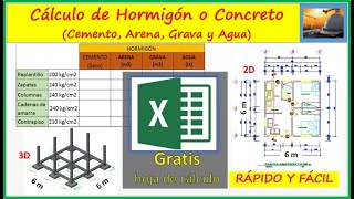 CALCULO DE HORMIGÓN O CONCRETO Cemento Arena Grava y Agua [upl. by Oelgnaed]