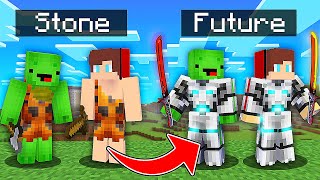 JJ and Mikey from STONE to FUTURE in Minecraft  Maizen [upl. by Solahcin]