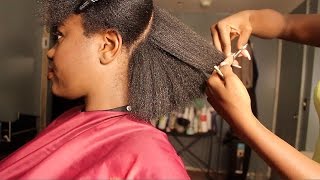 Natural Hair Salon Visit  Blowdry amp Trim [upl. by Carnay]