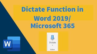 Dictate Function in Microsoft Word Office 365 [upl. by Eelime48]