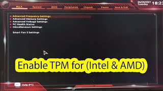 How to enable tpm in bios gigabyte Intel and AMD [upl. by Matronna249]