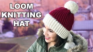 LOOM KNITTING HAT FOR BEGINNERS  CJ Design ♡ [upl. by Floyd]