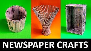 3 AMAZING ROLLED NEWSPAPER CRAFTS  EASY DIY PAPER CRAFTS [upl. by Lerej]