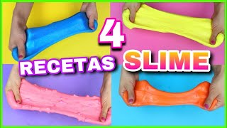 4 RECETAS PARA HACER SLIME  SLIME FÁCIL Y SIN BÓRAX  NatyGloss [upl. by Nevear]