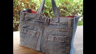 como hacer bolsos de jeans [upl. by Lleval407]