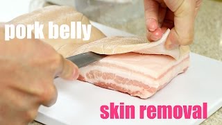 HOW TO REMOVE THE SKIN FROM A PORK BELLY JOINT  Cooking with Chef Dai [upl. by Tesler]