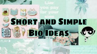 BIO IDEAS Short and Simple Bios for your Instagram and Facebook✨ [upl. by Orferd]