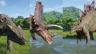 Ankylosaurus Pentaceratops And Stegosaurus Destroys Henry Wu Dinosaur Reinforcement  JWE [upl. by Aronek629]