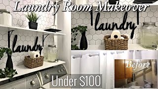 DIY Rental Laundry Room MAKEOVER  Before And AfterAFFORDABLE Under 100  RENTAL APARTMENT UPGRADE [upl. by Aplihs]