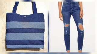 Bolso con retazos de jeans reciclado  Recycled jeans bag DIY [upl. by Lovash929]