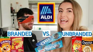 BRANDED vs UNBRANDED  Food Challenge  Testing Aldi dupe products [upl. by Cnut]