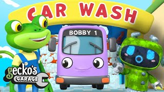 Bobby The Bus Car Wash Fun Time｜NEW Geckos Garage｜Bus Videos For Kids｜Learning Videos for Toddlers [upl. by Ivgnout201]