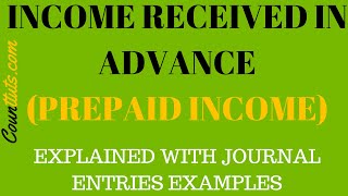 Income Received In Advance Prepaid Income  Explained with Journal Entries Examples [upl. by Soinotna406]