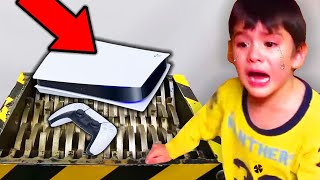 Mom DESTROYS kids ps5 in shredder Fortnite [upl. by Ailehc]