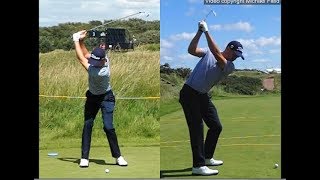 Justin Thomas golf swing  Long Iron faceon amp downtheline July 2017 [upl. by Burg]