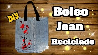 Bolso Jean Reciclado DIY para el regreso a clases Tutorial Tote bag [upl. by Scuram]