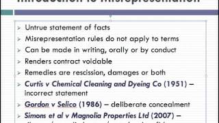 Misrepresentation Lecture 1 of 4 [upl. by Okire354]