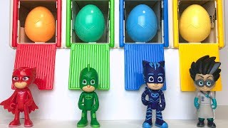 Learn Colors Tayo Garage Pj Masks Slime and Surprise Eggs Pj Masks Wrong Heads [upl. by Garratt561]