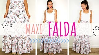 MAXI FALDA CON VOLANTES fácil y con patrón incluido  DIY MAXI SKIRT [upl. by Yrocej]