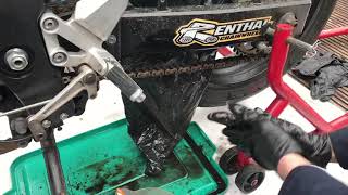 How To Clean And Lubricate Motorcycle O Ring or X Ring Chain And Sprockets [upl. by Ocire]