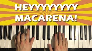 HOW TO PLAY  HEY MACARENA Piano Tutorial Lesson [upl. by Almap]