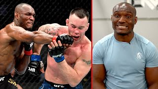 Kamaru Usman Reacts to End of First Covington Fight [upl. by Egnalos444]