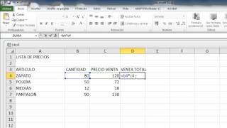 Formula para multiplicar cantidades en Excel [upl. by Yeldar175]