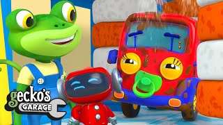 Muddy Baby Trucks Carwash Bath Time｜BRAND NEW Geckos Garage｜Funny Cartoon For Kids｜Baby Robots [upl. by Willtrude]