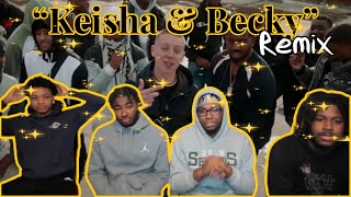 AMERICANS REACT TO Russ amp Tion Wayne  Keisha Becky Remix Ft Aitch Music Video [upl. by Ellenhoj]