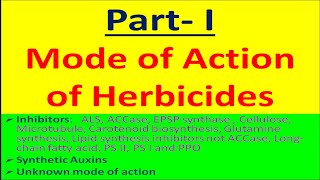 Part I Mode of Action of Herbicides [upl. by Ailam112]