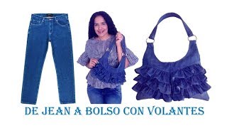 DIY De Jean a Bolso con Volantes  SANDRA PADILLA [upl. by Lativa412]