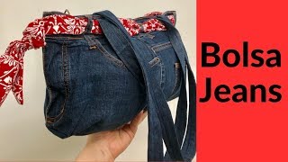 Bolsa de CALÇA JEANS reciclada  Passo a Passo [upl. by Oneil]