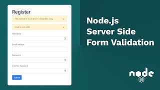 Node JS Server Side Form Validation using ExpressValidator BodyParser and EJS [upl. by Arta139]